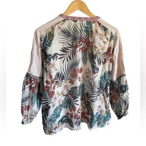 Johnny Was Workshop Women’s Peasant Boho Style Floral Print Shirt Long Sleeve, L